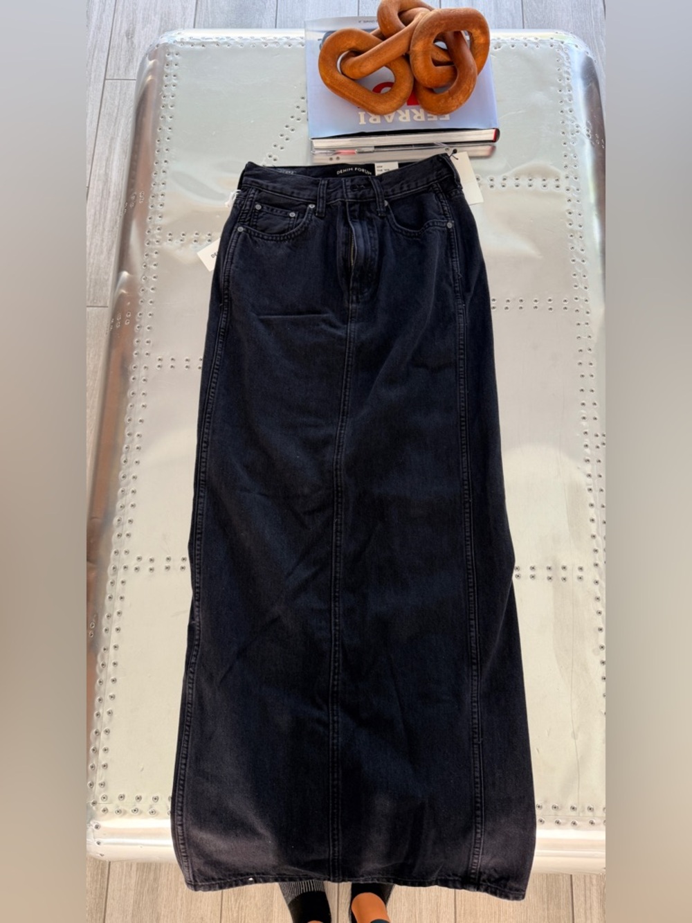 Denim Forum Black Maxi Denim Skirt